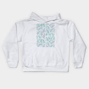 Watercolor branches - pastel green and very peri Kids Hoodie